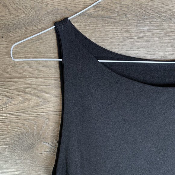 Giorgio Armani Dress Womans 6 Black Sleeveless One Side Waist Gather Swing Hem - Picture 3 of 11